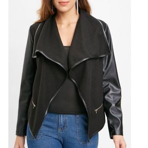 Leather panel jacket